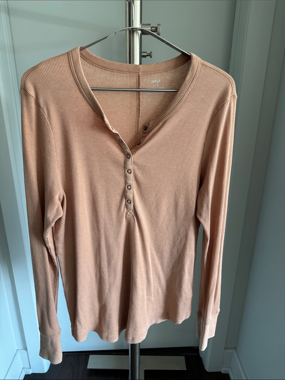 aerie Long-Sleeve Henley Top in Peach